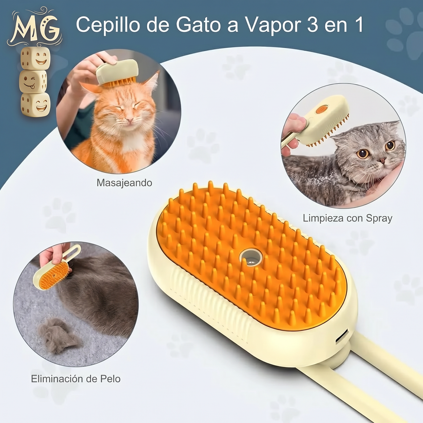 Cepillo con spray para mascotas