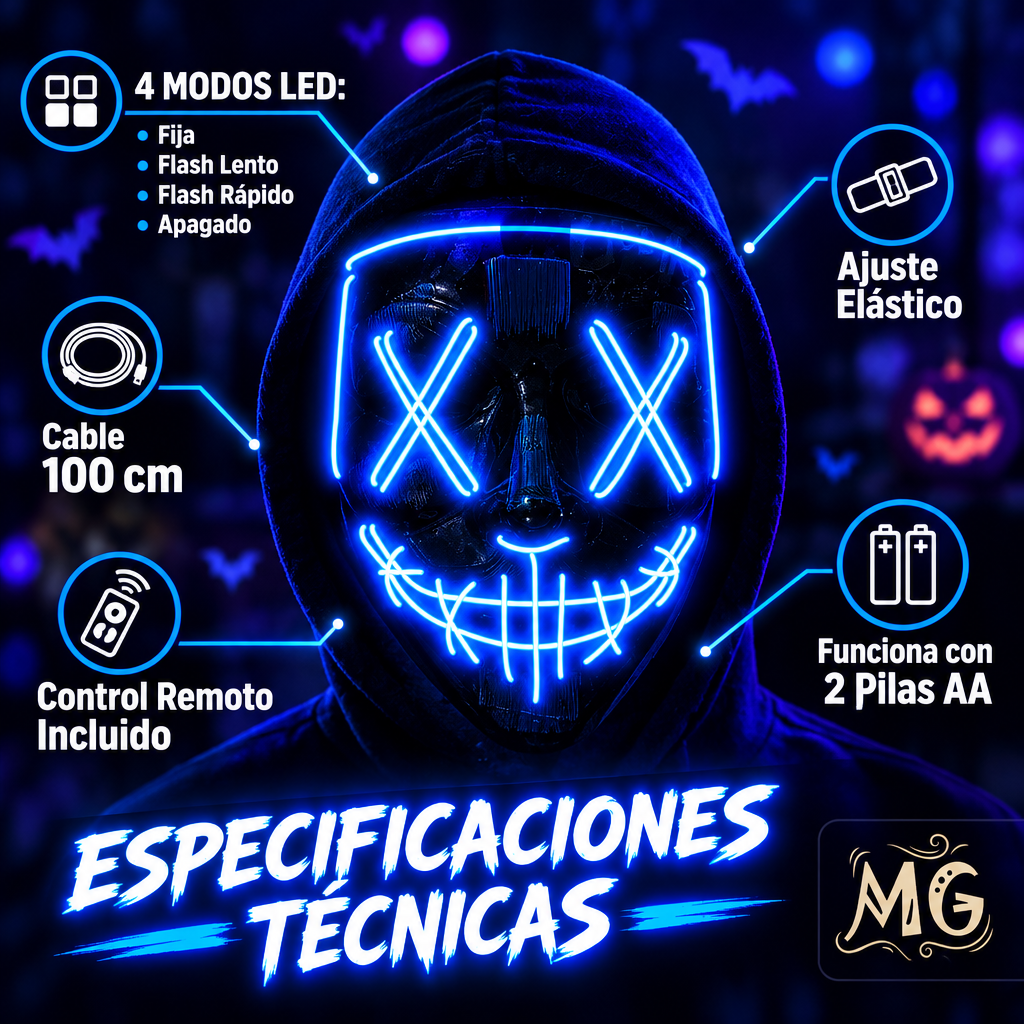 NeonPurge™ — Máscara LED de Halloween
