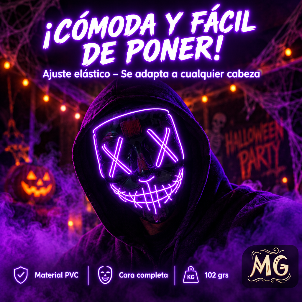 NeonPurge™ — Máscara LED de Halloween
