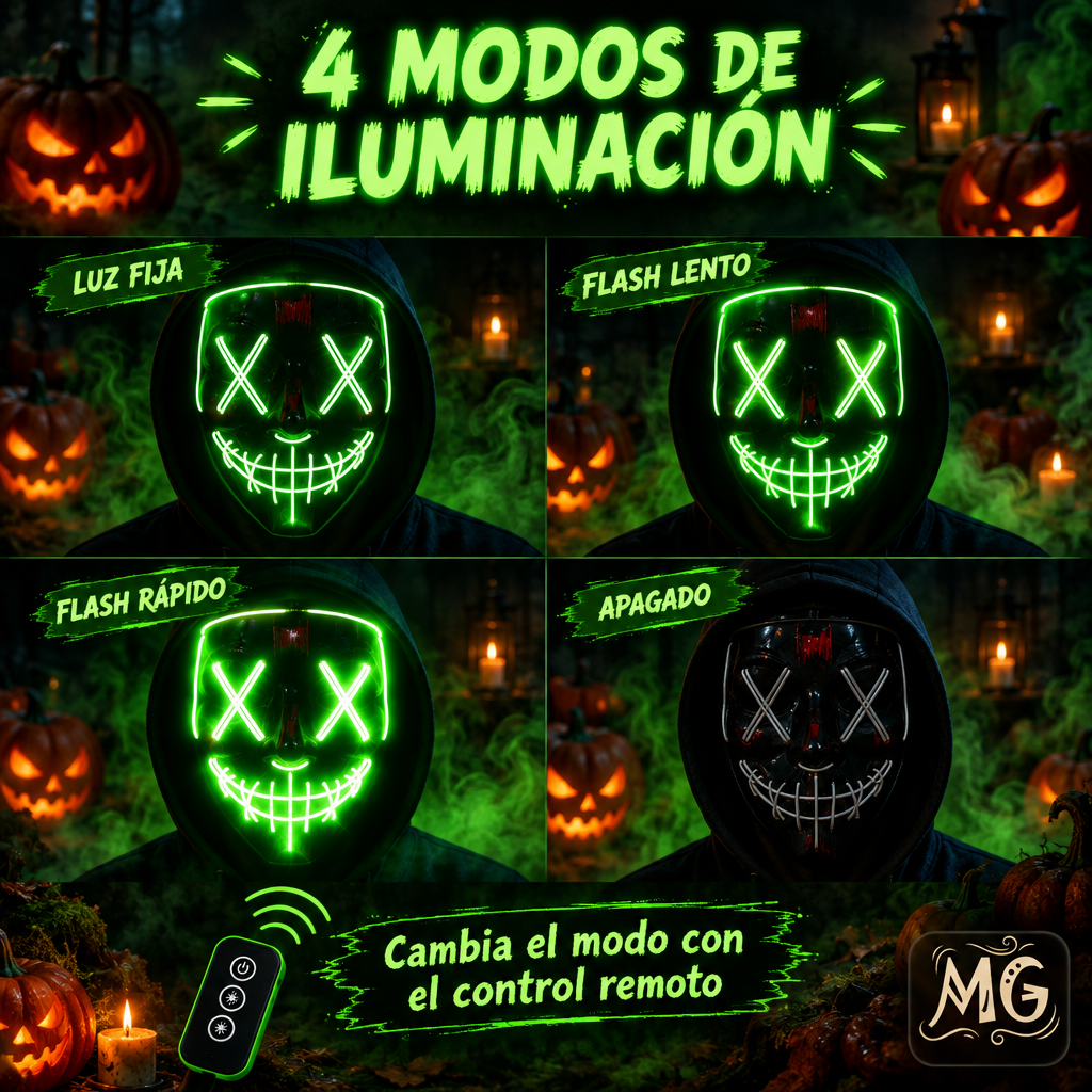 NeonPurge™ — Máscara LED de Halloween