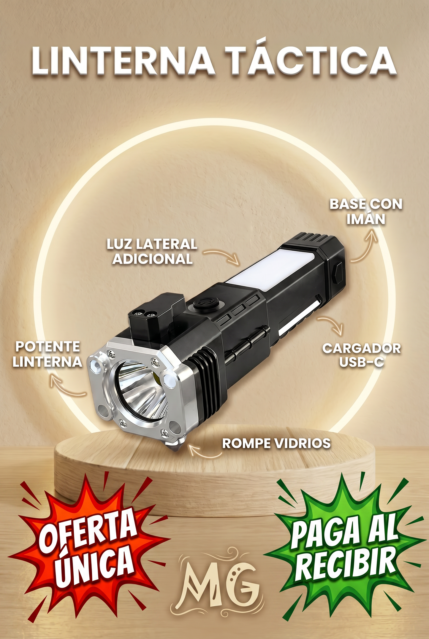 Linterna Táctica 4 en 1